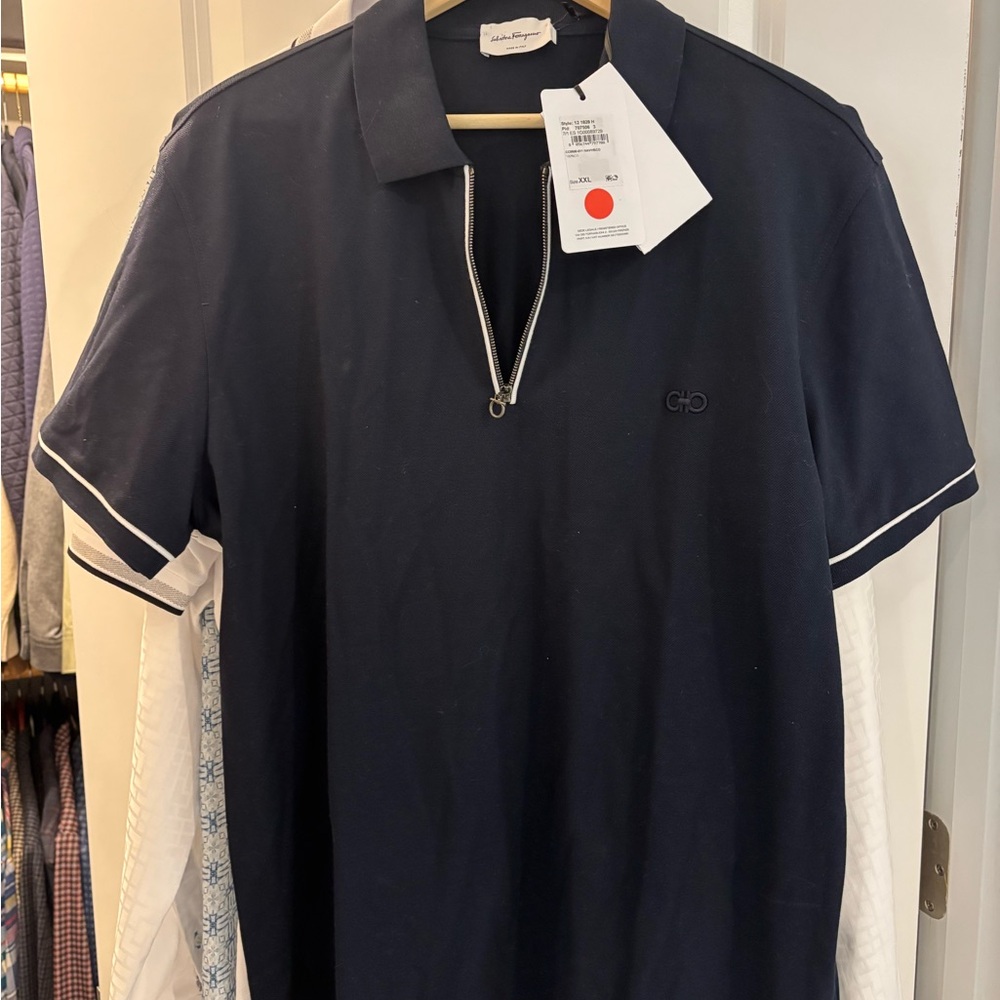 Salvatore Ferragamo Navy Blue Polo Shirt